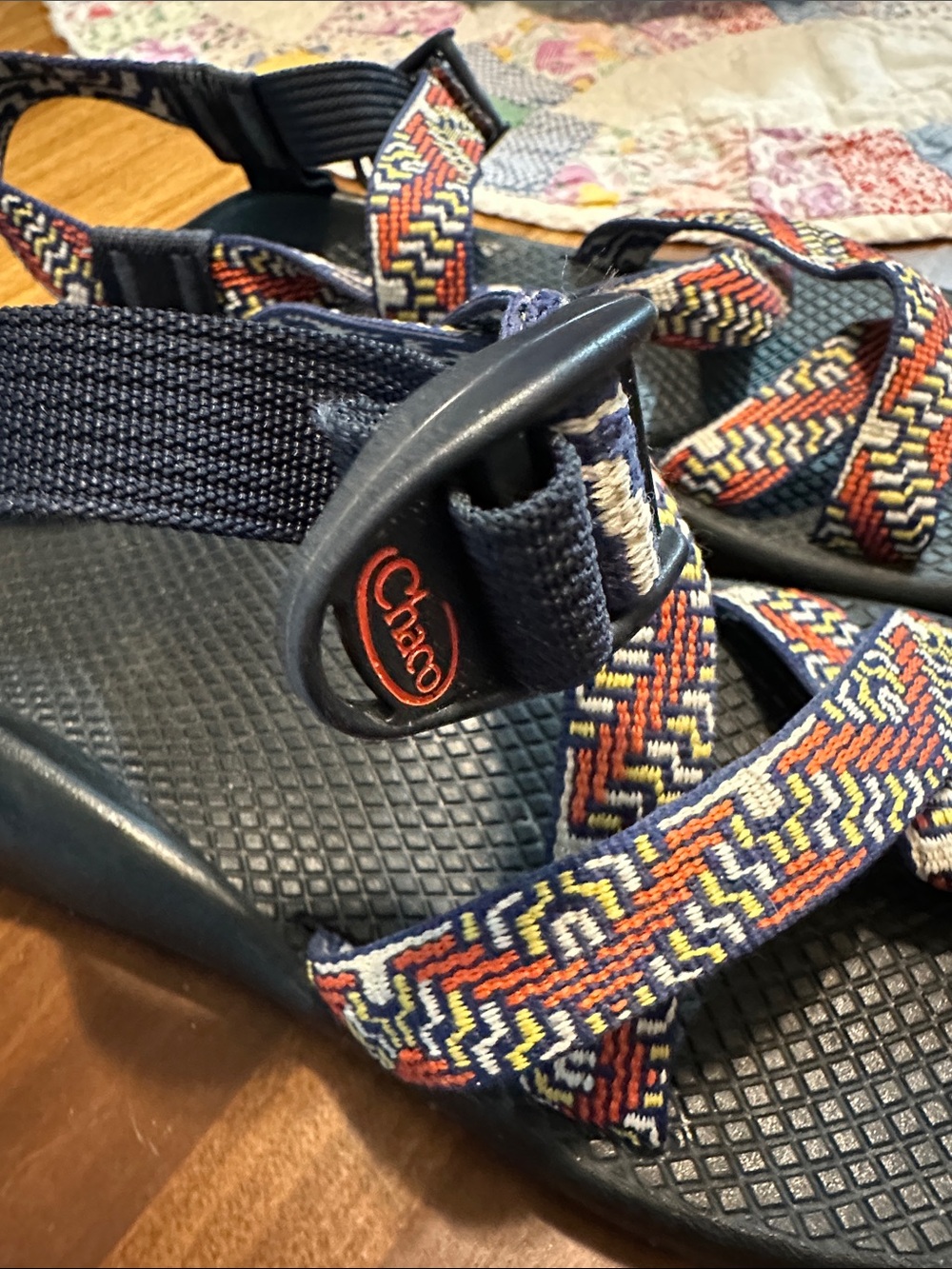 Chaco Navy Sport Sandals with Multicolor Woven Straps - Picture 2 of 7